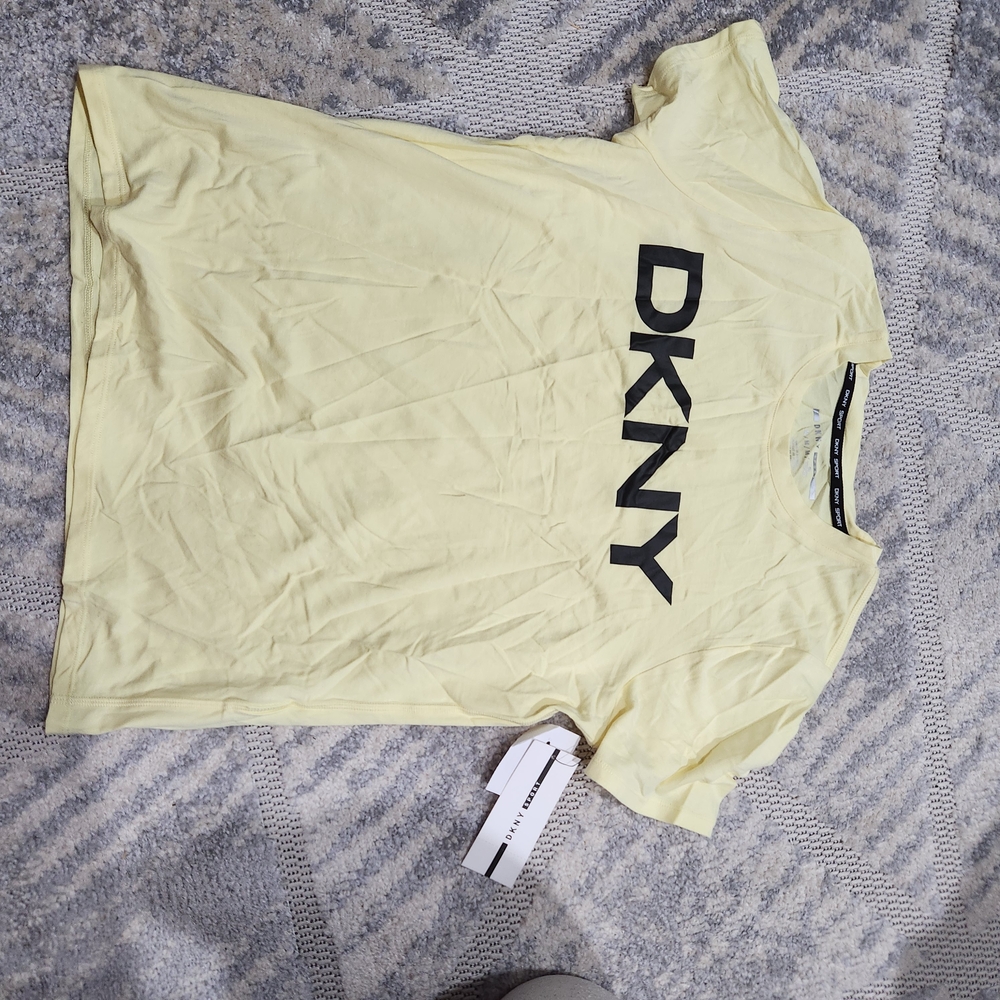 DKNY Pale Yellow Tee with Bold Logo